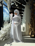 White Sequin Lace Maxi Dress, Modest Islamic Wedding