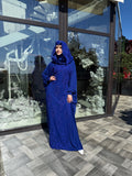 Royal Blue Modest Islamic Dress with Lace Hood,  Wedding or Nikah