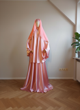 Luxury Silk Satin Modest Set with Lace Veil