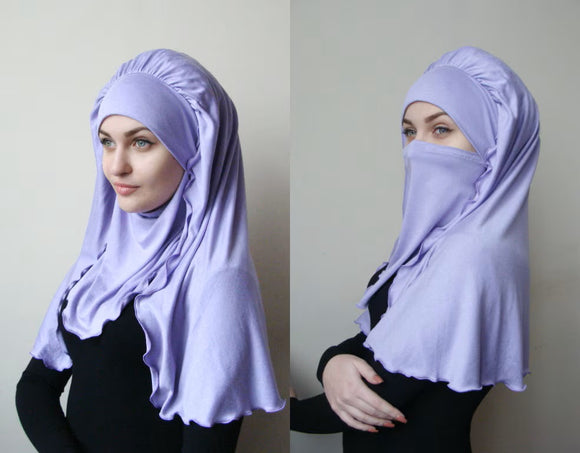 Transformer voluminous lilac barbe hijab, niqab transformer, purple barbet, beige nikab,traditional hijab,ready to wear hijab,modern hijab