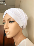 3 in one white hijab -african turban - jersey ready turban - vintage hat - elegant covering - sinar - bohemian headband - jewfish