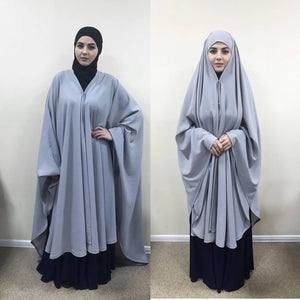 Transformer gray Khimar, Modern Burqa, Nude Burka, Muslim Cape,ready to wear hijab, long hijab, Muslim kimono, Oversize Khimar