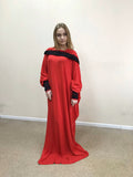 Red fee size maxi dress with hood, wiccan style dress, plus size evening clothing, loose elegant dress, witch clothing, namaz muslim hijab