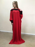 Red fee size maxi dress with hood, wiccan style dress, plus size evening clothing, loose elegant dress, witch clothing, namaz muslim hijab