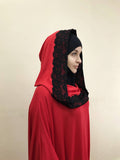 Red fee size maxi dress with hood, wiccan style dress, plus size evening clothing, loose elegant dress, witch clothing, namaz muslim hijab