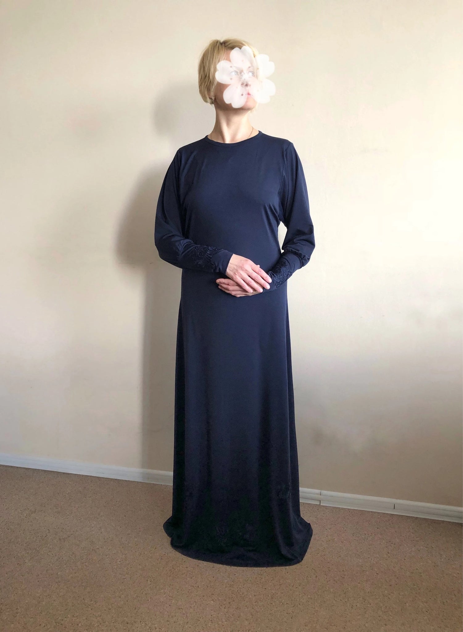 Muslim maxi dress / Franch blue jilbab / Muslim clothing / lase navy b ScarfTurbanHijab Muslim maxi dress / Franch blue jilbab / Muslim clothing / lase navy b ScarfTurbanHijab