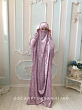 Pink velvet Khimar, muslim dress, Transformer blush jilbab nikab, traditional ready to wear hijab, prayer Dress, islamic Burqa