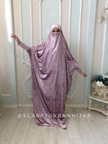 Pink velvet Khimar, muslim dress, Transformer blush jilbab nikab, traditional ready to wear hijab, prayer Dress, islamic Burqa