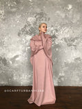 Blush pink wool fee size maxi dress with hood, Wiccan mantle dress, plus size evening clothing, wedding elegant dress, Muslim abaya