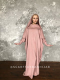 Blush pink wool fee size maxi dress with hood, Wiccan mantle dress, plus size evening clothing, wedding elegant dress, Muslim abaya