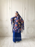 Transformer  royal blue floral Khimar, long jilbab hijab nikab, islamic wear, ready to wear hijab, prayer scarf, muslim burqa, namaz