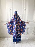 Transformer  royal blue floral Khimar, long jilbab hijab nikab, islamic wear, ready to wear hijab, prayer scarf, muslim burqa, namaz