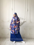 Transformer  royal blue floral Khimar, long jilbab hijab nikab, islamic wear, ready to wear hijab, prayer scarf, muslim burqa, namaz