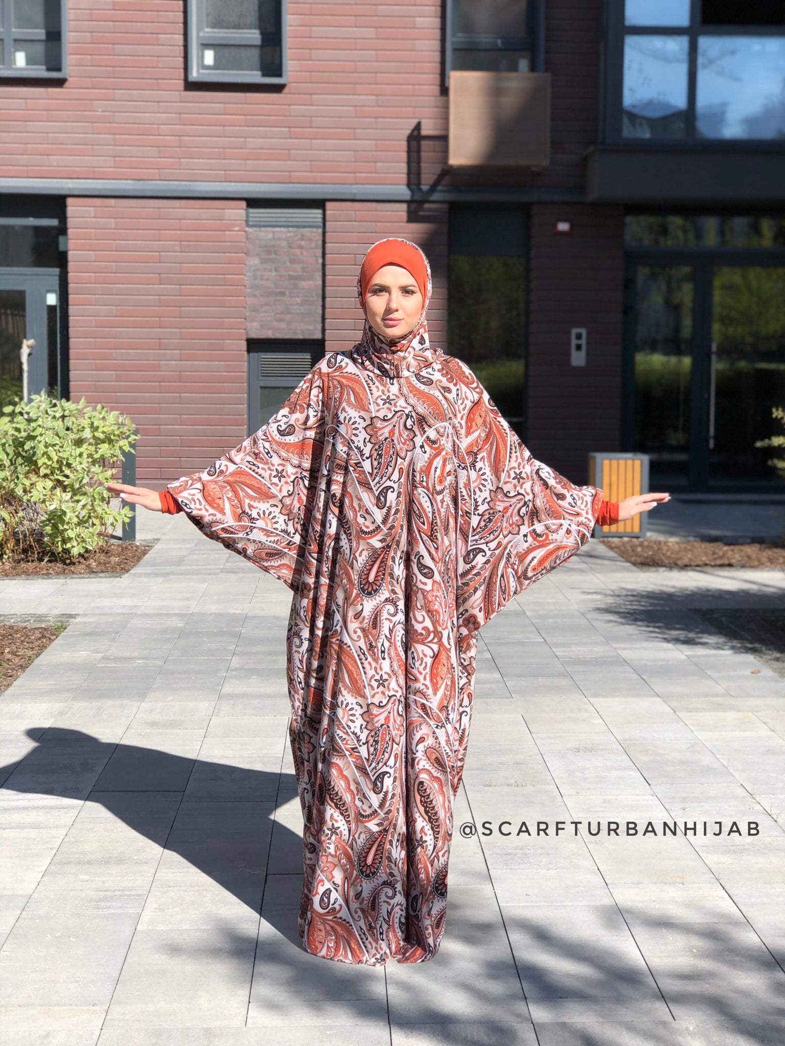 Terra-cotta Maxi Dress Plus Size, Prayer dress, Farasha Caftan, Muslim ScarfTurbanHijab Terra-cotta Maxi Dress Plus Size, Prayer dress, Farasha Caftan, Muslim ScarfTurbanHijab