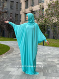 Turquoise Prayer dress free size , muslim Namaz abaya with hijab