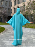 Turquoise Prayer dress free size , muslim Namaz abaya with hijab