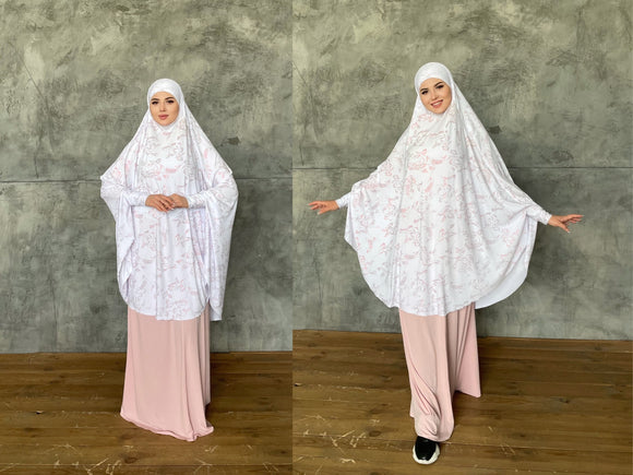 Transformer white Khimar, jilbab hijab, nikab, islamic wear, ready to wear hijab, prayer scarf, long hijab burqa
