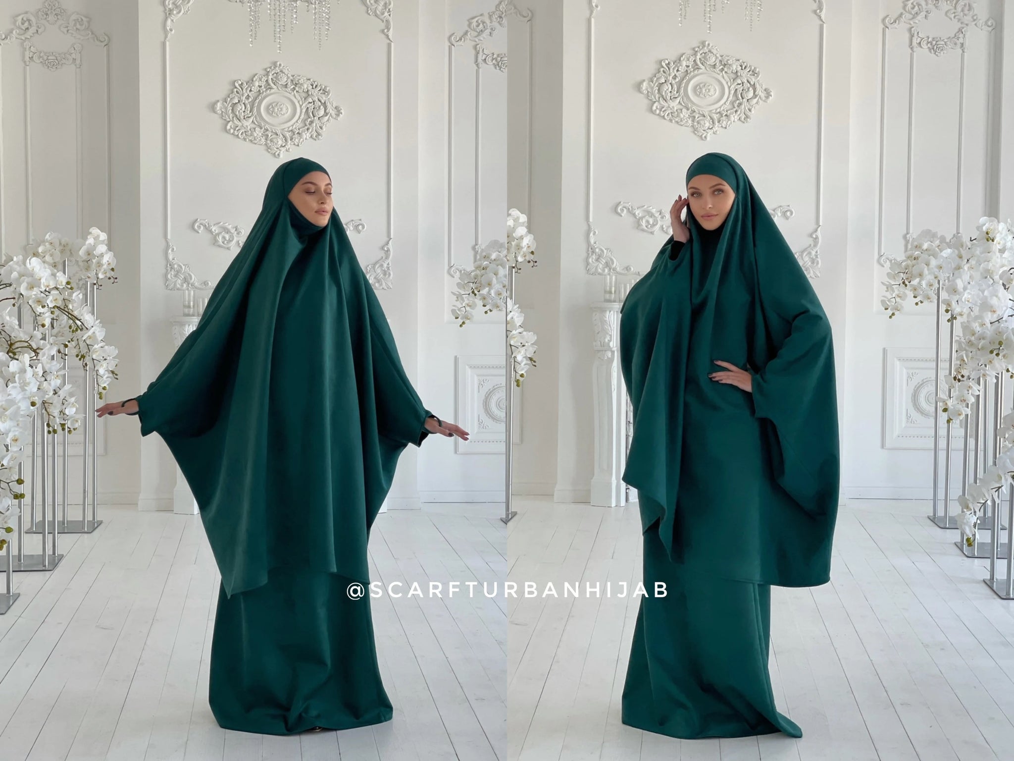 Emerald suede Khimar, elegant dark green jilbab , ready to wear long h ScarfTurbanHijab Emerald suede Khimar, elegant dark green jilbab , ready to wear long h ScarfTurbanHijab