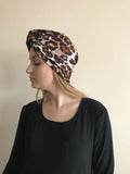 Leopard turban, stretchy viscose jersey turban, Headband,boho turban, Vintage hat