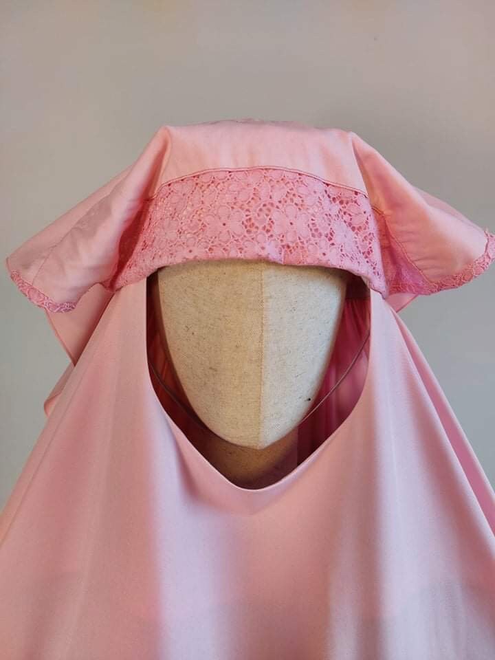 Pink Afghan burqa cape, traditional chador, full niqab , lace nikab, b ...