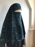 New dark green flower khimar traditional hijab 1 piece hijab ready hijab muslim clothing jelbab