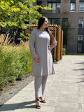 Stylish gray suit - tunic and trousers.Muslim tunic, free size, boho oversize