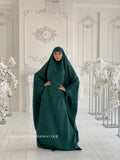 Emerald suede Khimar, muslim winter dress, traditional ready to wear jilbab , prayer Dress, islamic Burqa