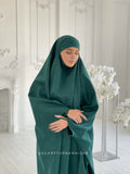 Emerald suede Khimar, muslim winter dress, traditional ready to wear jilbab , prayer Dress, islamic Burqa