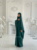 Emerald suede Khimar, muslim winter dress, traditional ready to wear jilbab , prayer Dress, islamic Burqa