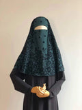 New dark green flower khimar traditional hijab 1 piece hijab ready hijab muslim clothing jelbab