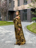 Black and gold Dress with attached , limited additional l Khimar, muslim dress, bridal Burqa, Dubai Abaya, Nikah long hijab