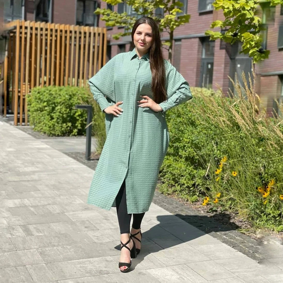 Soft Green Shirt Dress No Size Plus Size Muslim Tunic Free Size Boho O ScarfTurbanHijab Soft Green Shirt Dress No Size Plus Size Muslim Tunic Free Size Boho O ScarfTurbanHijab