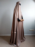 Cappuccino silk Afghan burqa cape, full niqab