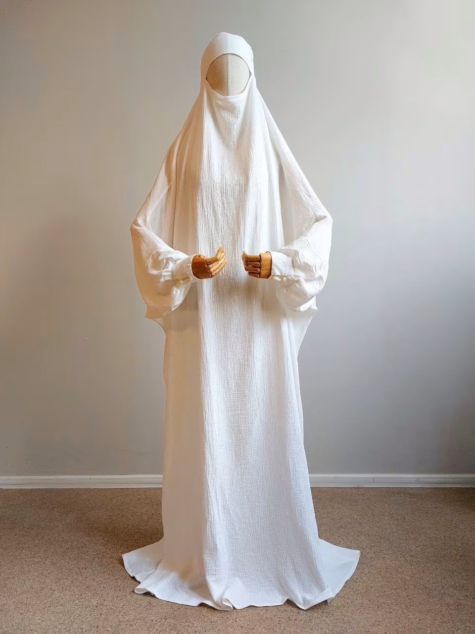 Summer long and wide jilbab made by ivory cotton, free size long khima ScarfTurbanHijab Summer long and wide jilbab made by ivory cotton, free size long khima ScarfTurbanHijab
