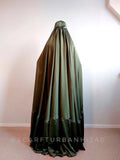 Elegant Silk khaki color afghani burqa, unique design custom length