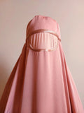 Blush pink color silk Afghan burqa cape, full niqab veil, Saudi abaya