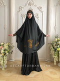 Elegant Black Muslim jilbab suit with lace decoration