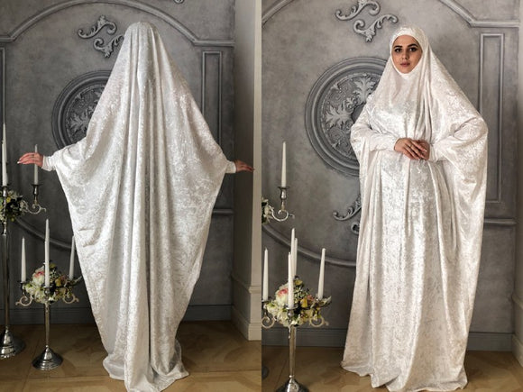 white hijab for muslim women,  nikkah  abaya