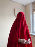 Red Afghan burqa, silk khimar cape, niqab, full long hijab