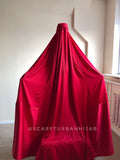 Red Afghan burqa, silk khimar cape, niqab, full long hijab