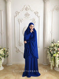 Electric blue Khimar niqab transformer, elegant  royal blue traditional hijab, ready to wear long hijab with skirt, muslim dress