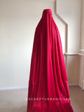 Red Afghan burqa, silk khimar cape, niqab, full long hijab