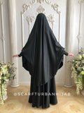 Elegant Black Muslim jilbab suit with lace decoration