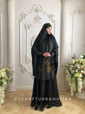 Elegant Black Muslim jilbab suit with lace decoration