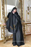 Elegant Black Muslim jilbab suit with lace decoration