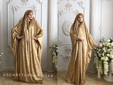 Golden velvet Khimar dress
