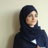 Stylish Turban Hijab, ready to wear hijab, chapel scarf, Scarf Handmade,  Pret A Porter Hijab, Dark blue hijab, Muslim fashion, Turban