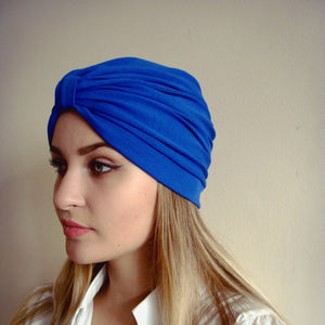 Women's blue turban hat