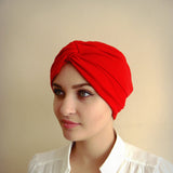 Women's red turban hat