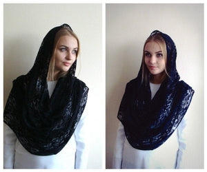 Infinity black lace scarf